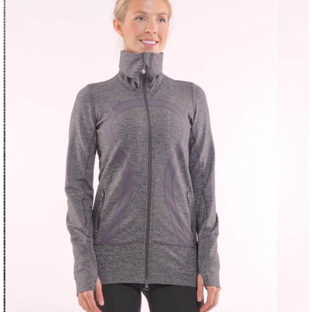 Lululemon In Stride Jacket Zipper Pockets Stretch Top Minimalist Wee Stripe Logo